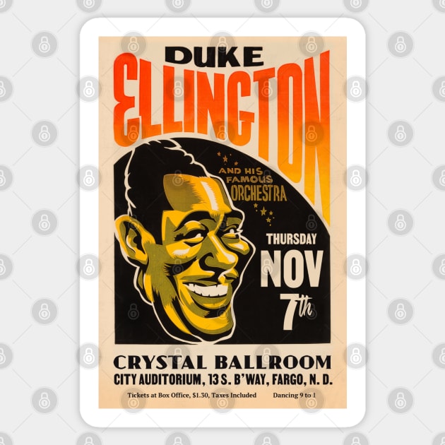 Duke Ellington & His Famous Orchestra - Fargo, ND - 1940 Sticker by info@secondtakejazzart.com